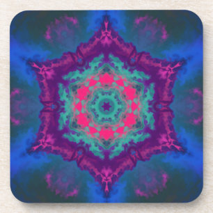 Dessous-de-verre Hippie psychédélique bleu violet et rose