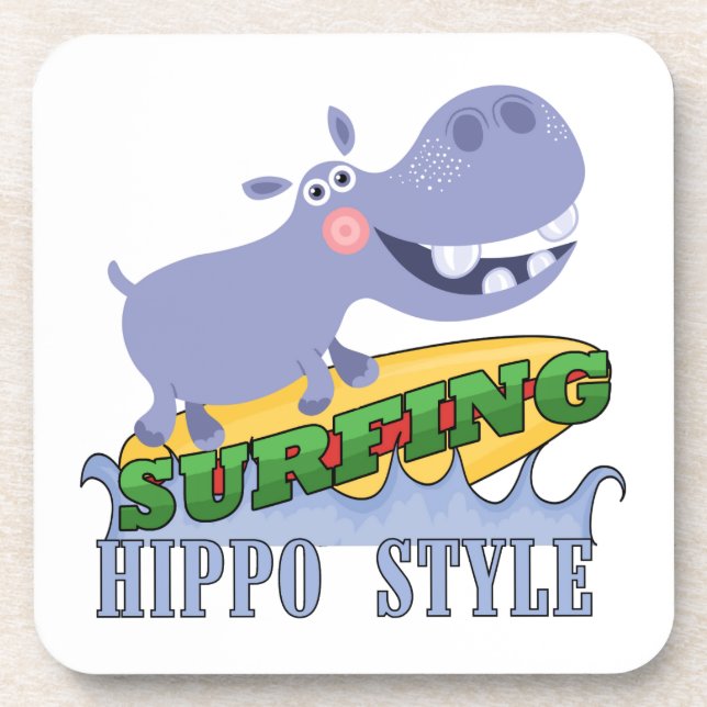 Dessous-de-verre Hippopotame de surfer (Devant)