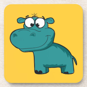 Dessous-de-verre Hippopotame heureux bleu