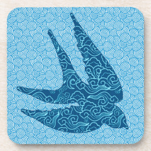 Dessous-de-verre Hirondelle japonaise en vol, Cobalt et bleu pâle