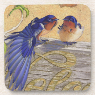 Dessous-de-verre Hirondelles de grange, oiseaux bleus