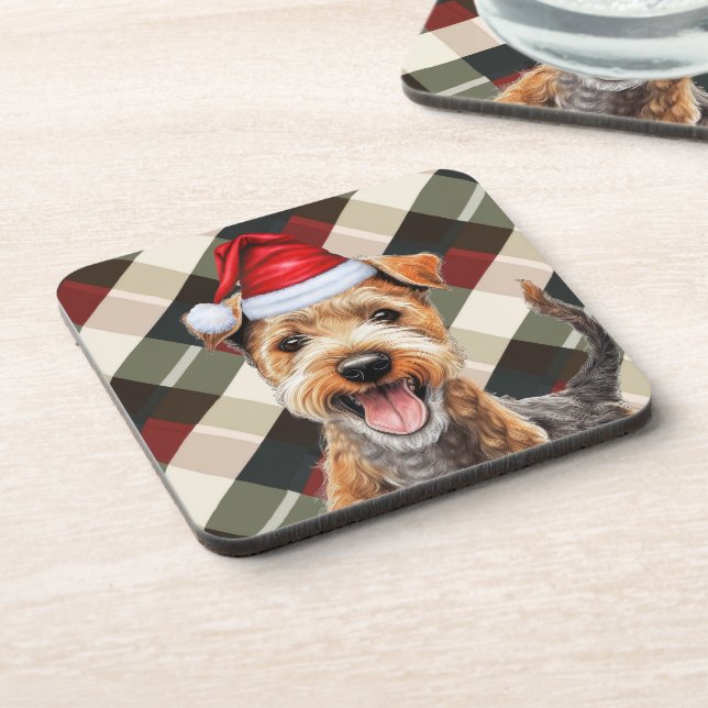 Dessous-de-verre Hiver Thématique Lakeland Terrier Holiday Plaid (Côté gauche)