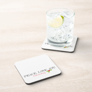 Dessous-de-verre Holiday Peace Love Joie Nom de famille Texte Holly
