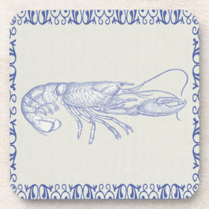 Dessous-de-verre Homard bleu de la vie de plage sur la crème