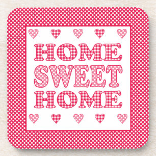 Dessous-de-verre Home Sweet Home Dessous de verre, rouge et blanc M