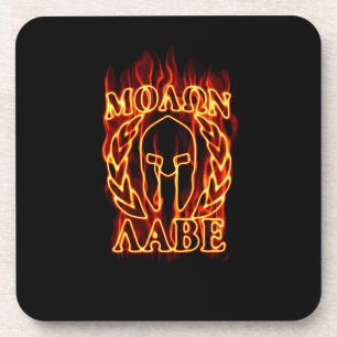 Dessous-de-verre Hot Molon Labe Warrior Mask Laurels on Fire