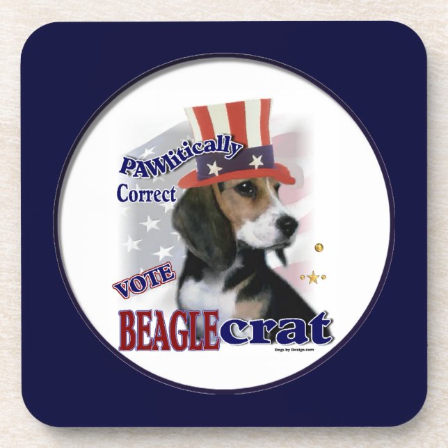 Dessous-de-verre Humour politique beagle (Devant)