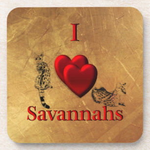 Dessous-de-verre I chat de la savane de coeur