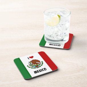 Dessous-de-verre I Love Mexico, drapeau mexicain