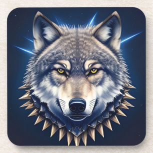 Dessous-de-verre Illustration créative d'une tête de loup avec inte