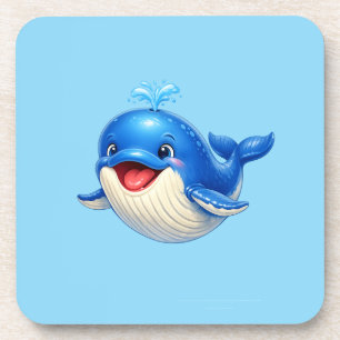 Dessous-de-verre Illustration de baleine mignonne aux grands yeux A