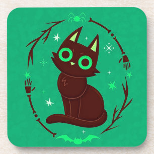 Dessous-de-verre Illustration de dessin animé d'Halloween d'un chat