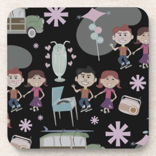 Dessous-de-verre Illustration de motif de nostalgie de souvenirs ré