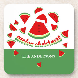 Dessous-de-verre Illustration de Noël mignonne Melon Joyeux