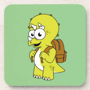 Dessous-de-verre Illustration De Tricératops Avec Sac À Dos.