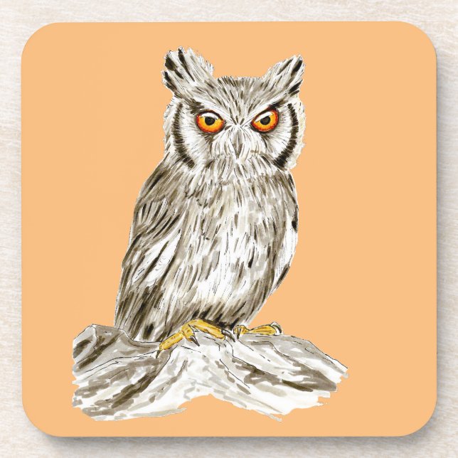 Dessous-de-verre Illustration des oiseaux de Chouette (Devant)