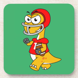 Dessous-de-verre Illustration D'Un Brontosaurus Jouant Au Football.