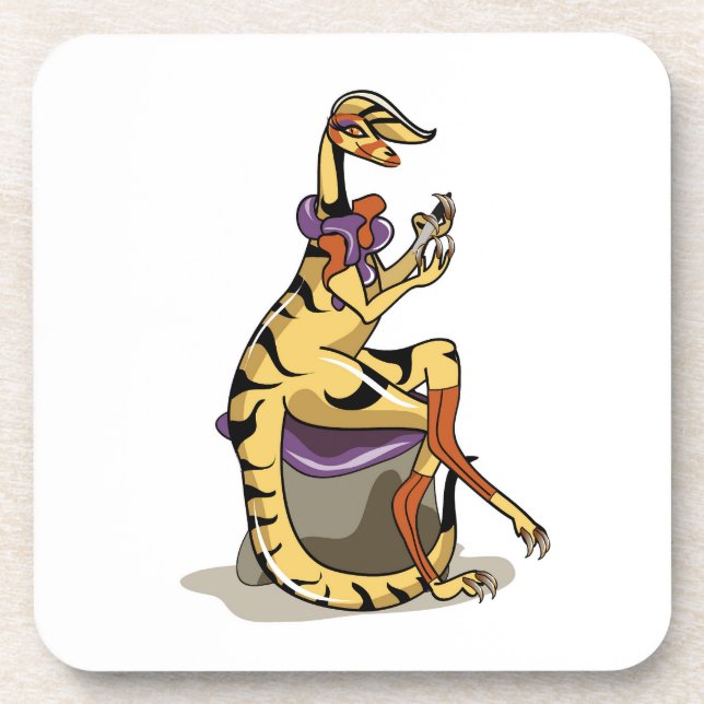 Dessous-de-verre Illustration D'Un Iguanodon Qui Polit Ses Ongles. (Devant)