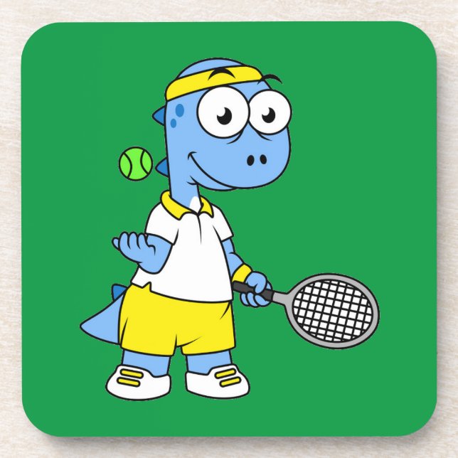 Dessous-de-verre Illustration D'Un Joueur De Tennis Tyrannosaurus R (Devant)