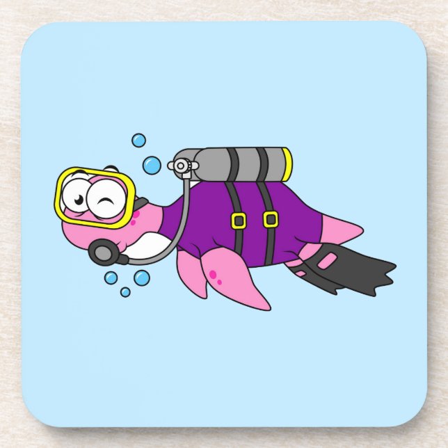 Dessous-de-verre Illustration D'Un Loch Ness Monster Scuba Diver. (Devant)