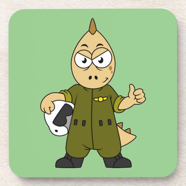 Dessous-de-verre Illustration D'Un Pilote À Jet Allosaurus. (Devant)