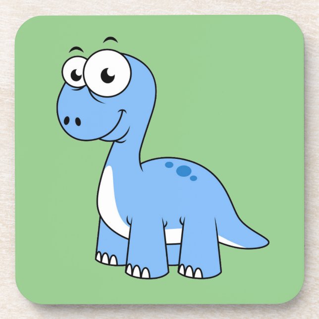 Dessous-de-verre Illustration Mignonne D'Un Brontosaurus. (Devant)