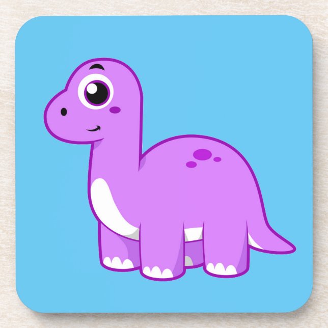 Dessous-de-verre Illustration Mignonne D'Un Brontosaurus Dinosaure. (Devant)