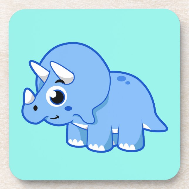 Dessous-de-verre Illustration Mignonne D'Un Dinosaure Tricératops. (Devant)