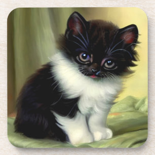 Dessous-de-verre Illustration vintage Tuxedo Kitten