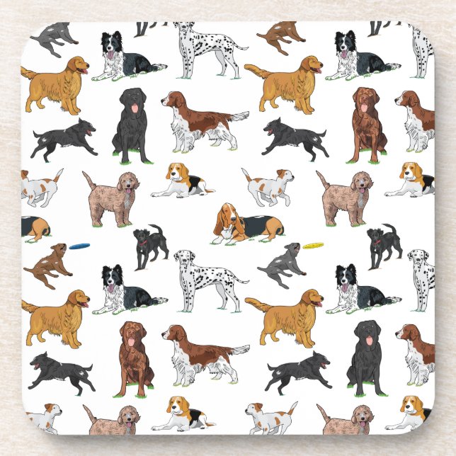 Dessous-de-verre Illustrations de chiens mignons (Devant)