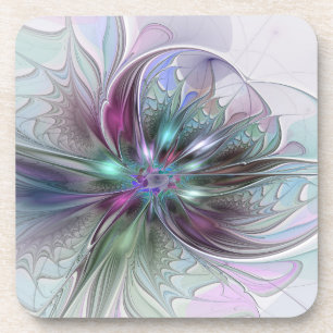 Dessous-de-verre Imaginaire coloré Abstrait Fleur fractale moderne