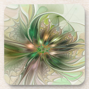 Dessous-de-verre Imaginaire coloré Moderne Fleur Fractale Abstraite