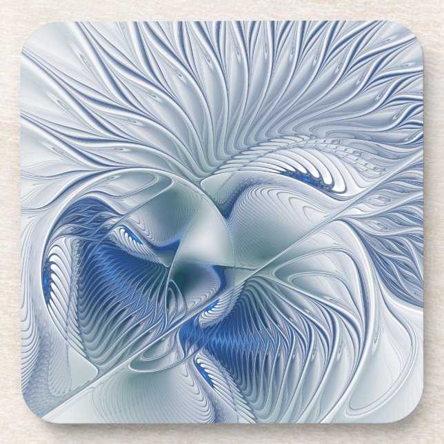Dessous-de-verre Imaginaire dynamique tons bleus Abstraits Art frac (Devant)
