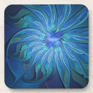 Dessous-de-verre Imaginaire Fleur Bleue Motif, Art Fractal Abstrait