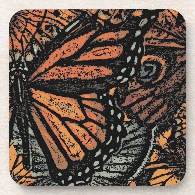 Dessous-de-verre Imaginaire papillon orange art abstrait (Devant)