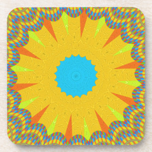 Dessous-de-verre Impression Cyan et Gold Mandala Art