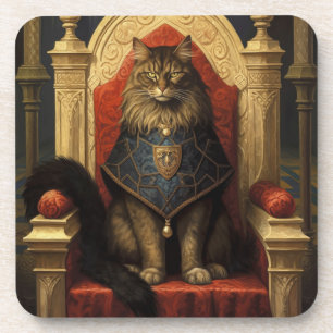 Dessous-de-verre Impression d'art du trône de chat Maine Coon noble
