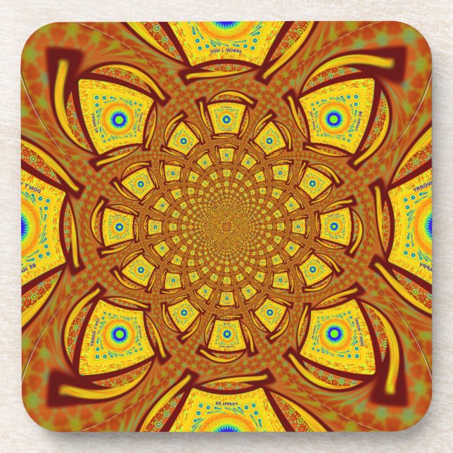 Dessous-de-verre Impression d'art Kaleidoscope d'or (Devant)