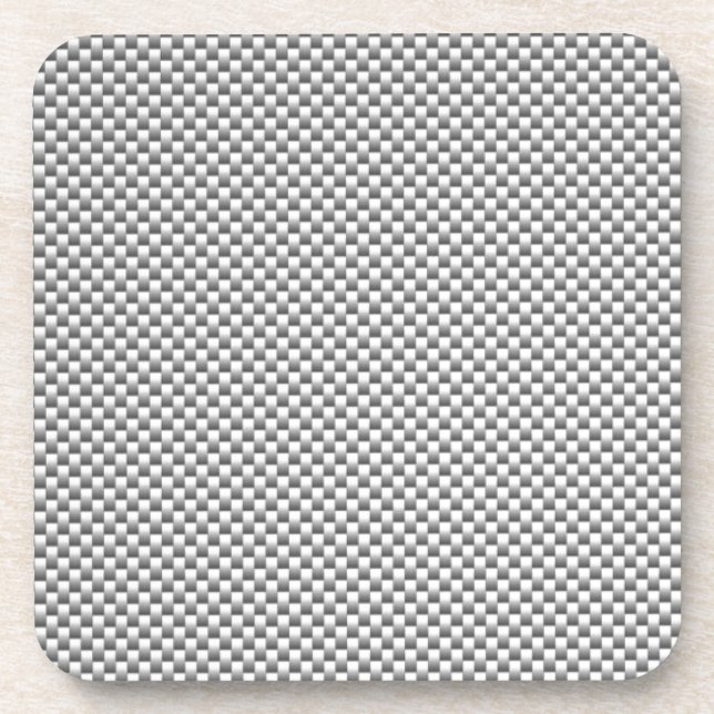Dessous-de-verre Impression de fibre de carbone blanche en argent (Devant)