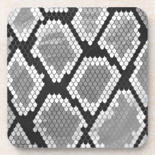 Dessous-de-verre Impression de serpent gris, blanc et noir