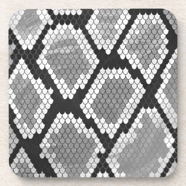 Dessous-de-verre Impression de serpent gris, blanc et noir (Devant)
