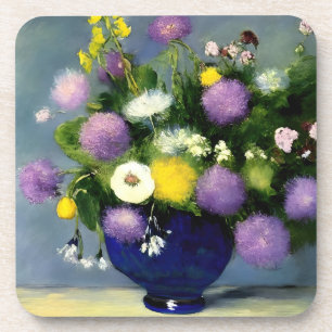 Dessous-de-verre Impression du vase de fleurs de couleur douce