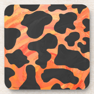 Dessous-de-verre Impression noire et orange de vache