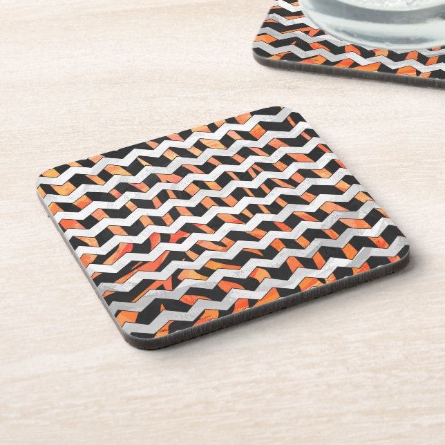 Dessous-de-verre Impression noire et orange Zebra (Côté gauche)