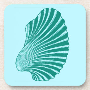 Dessous-de-verre Impression, turquoise et aqua à coque de pétoncle
