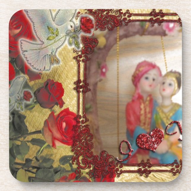 Dessous-de-verre Imprimer mariage Doll Portrait Graphique (Devant)