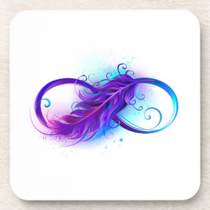 Dessous-de-verre Infinity with purple feather