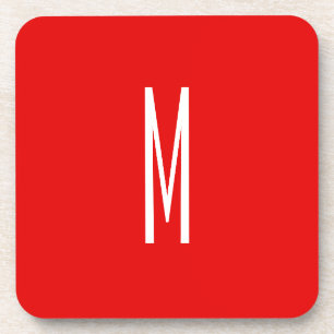 Dessous-de-verre Initial Letter Monogram Modern Style Red White