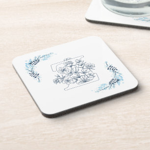 Dessous-de-verre Initiale "Z" Monogramme bleu Calme Floral