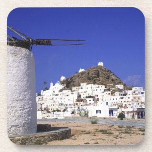 Dessous-de-verre Ios, Grèce. Beau et net, blanc et